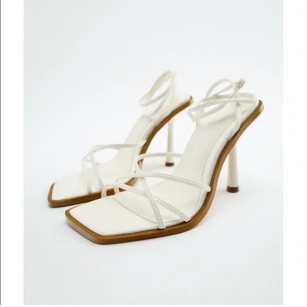 Zara White Strappy Heels